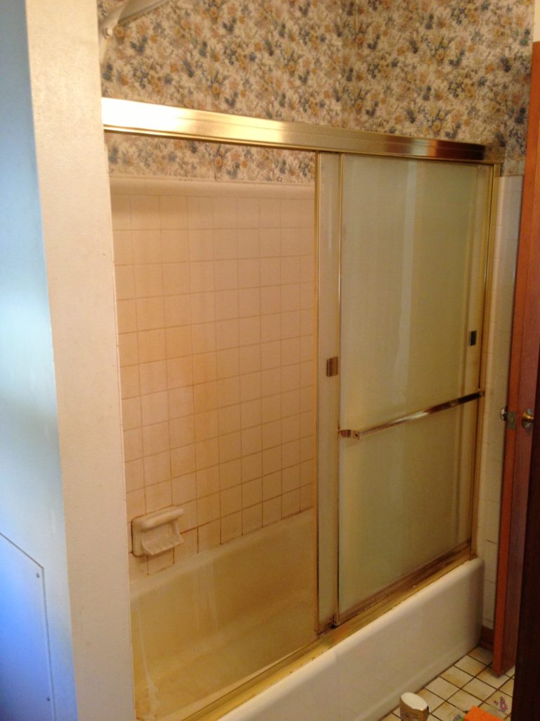 Before Picture of Dirty and Old Shower