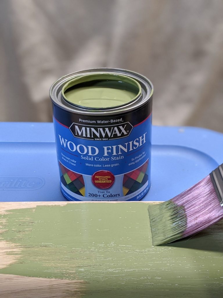 Applying Minwax Wood Finish Solid Color Stain in Gentle Olive