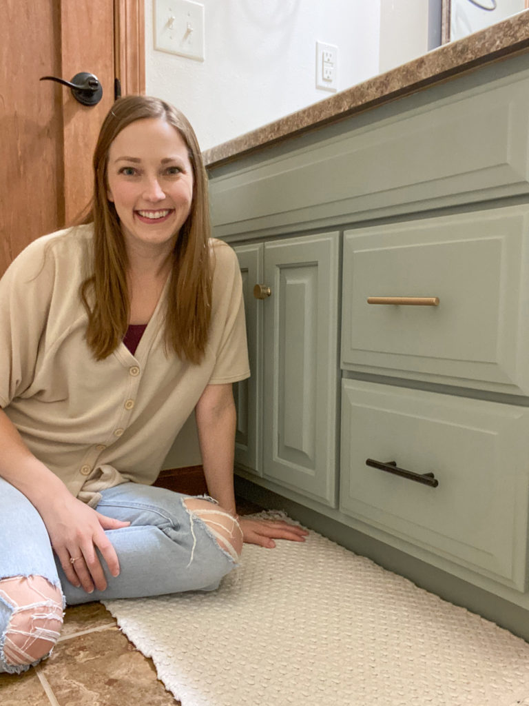 Painted Bathroom Vanity with Sage Green Paint