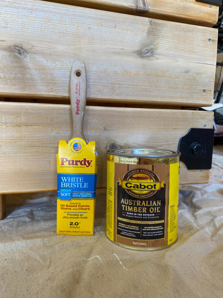 Purdy White Bristle Brush and Australian Timber Oil for Outdoor Furniture