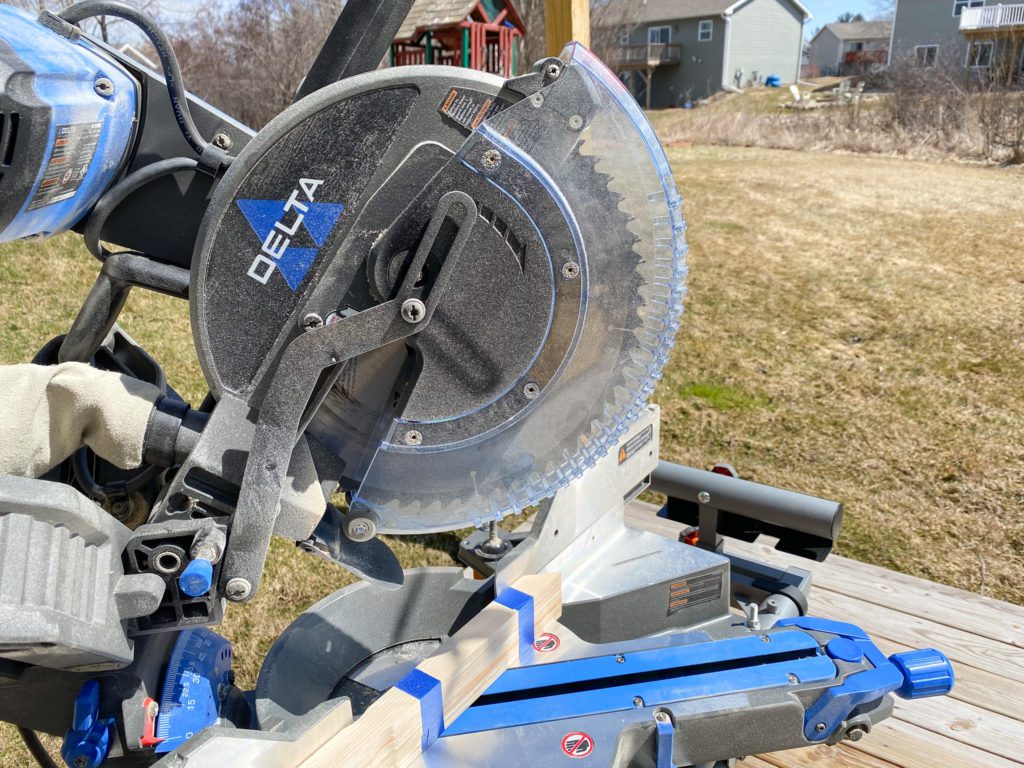 Cutting paint sticks with a miter saw