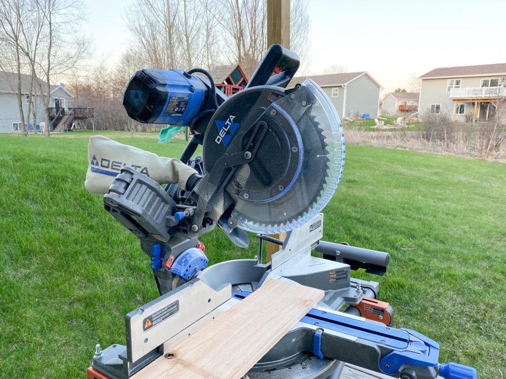 Cutting cedar boards with a miter saw