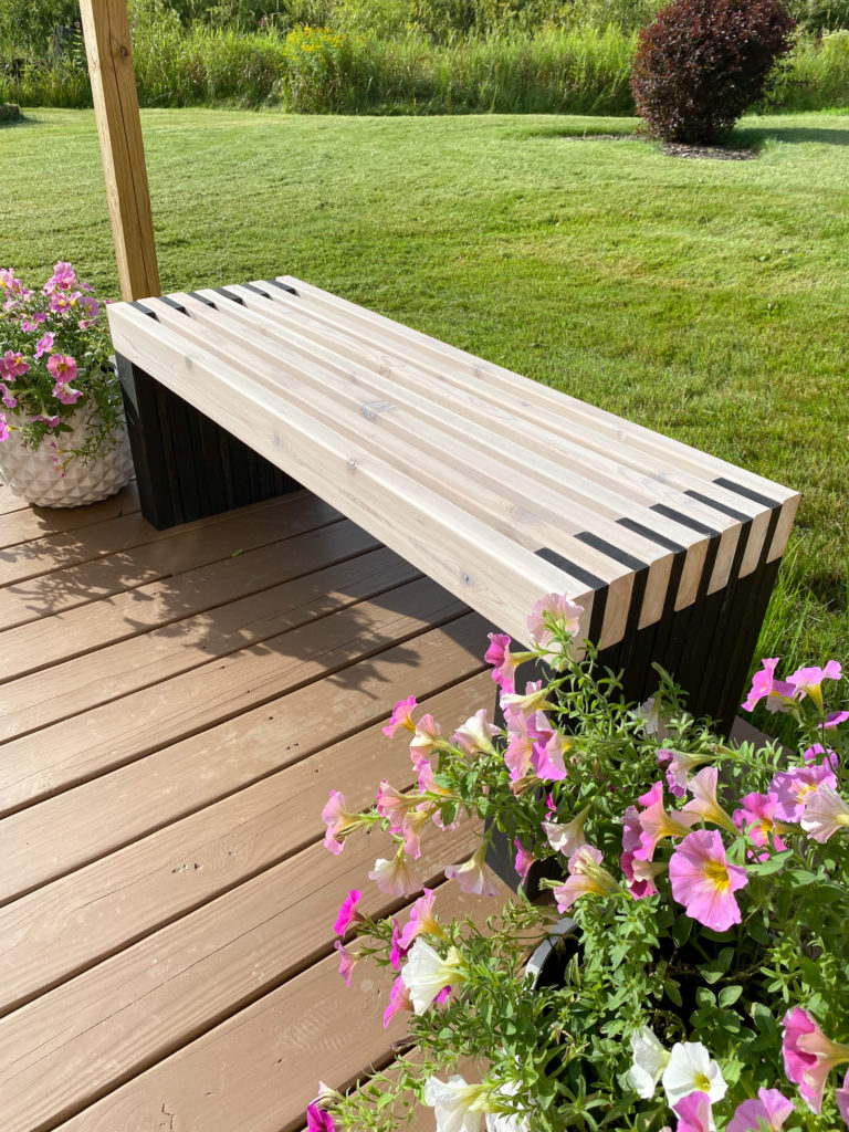 Modern slat outdoor bench