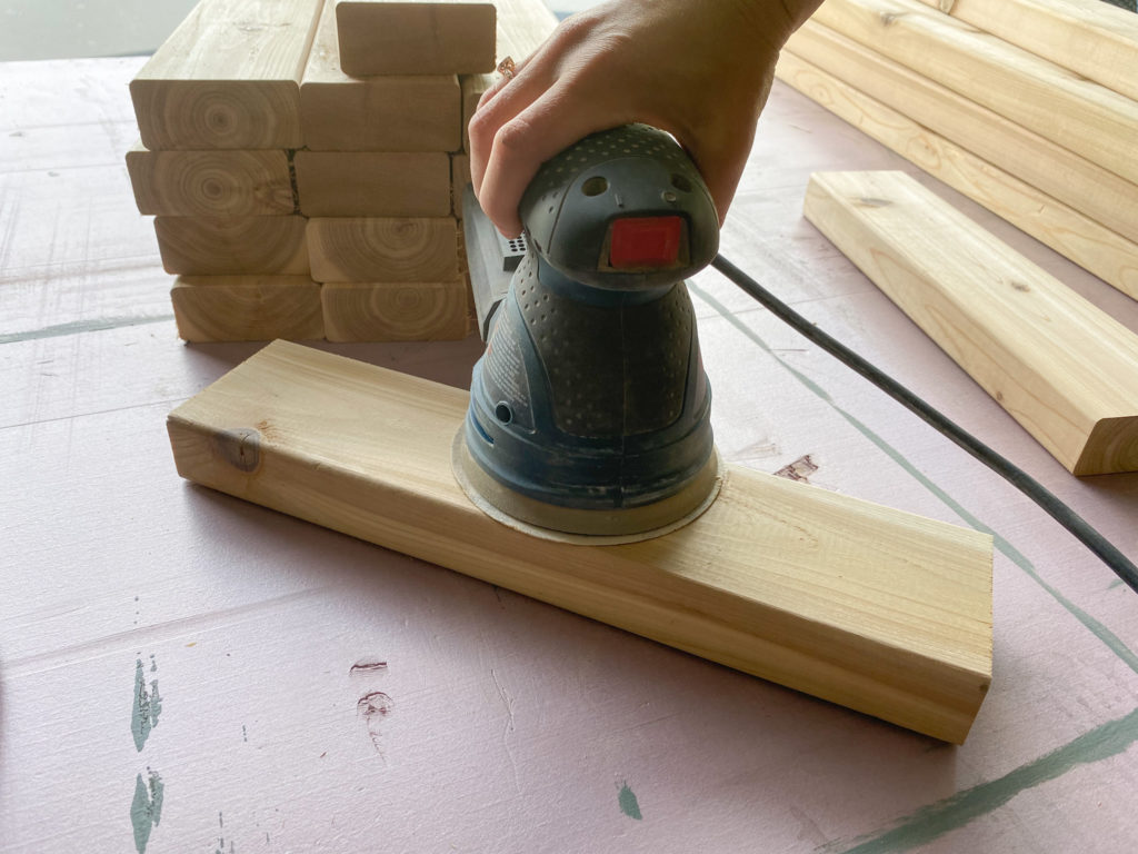 Sanding boards for outdoor bench