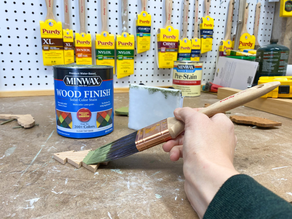 Applying Minwax Solid Color Stain in Gentle Olive