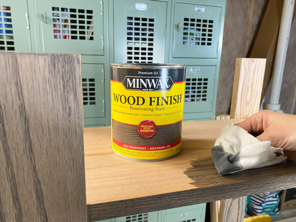 Applying Minwax 2023 Color of the Year stain, Aged Barrel